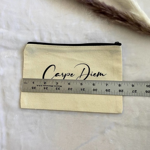 Carpe Diem Seize the Day Canvas Make Up Pouch - Picture 2 of 3